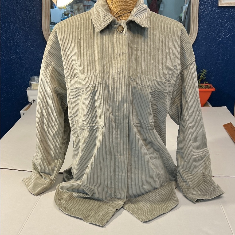ARITZIA THE GROUP BABATON GRAYDON GREEN CORDUROY SHACKET SHIRT JACKET TOP S